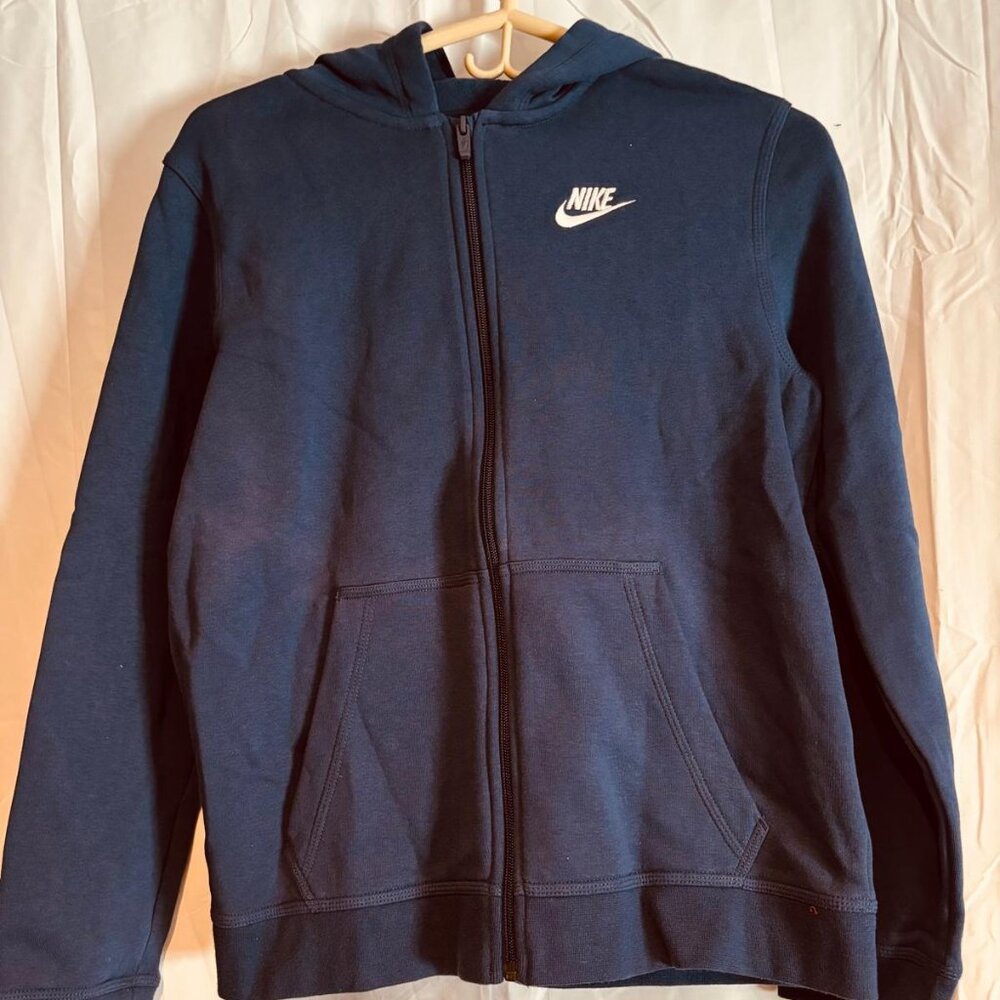 Nike Boys Full-Zip Hoodie Midnight Navy XL | Classic Logo Sweatshirt
